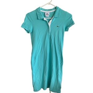 Teal Blue Lacoste Collared Polo Shirt Golf Dress Women’s Size 34 XS Small